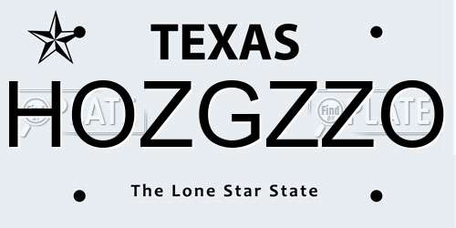 HOZGZZO Texas License Plate