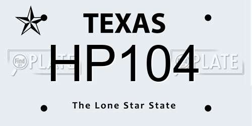 HP104 Texas License Plate
