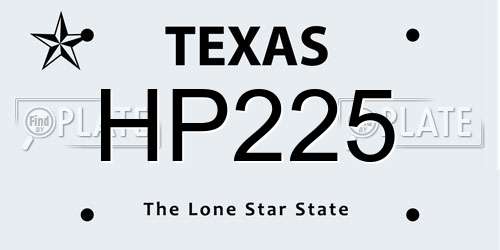HP225 Texas License Plate