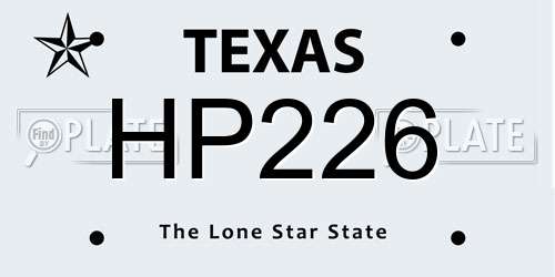 HP226 Texas License Plate