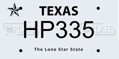HP335 Texas License Plate