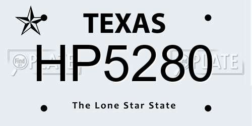 HP5280 Texas License Plate