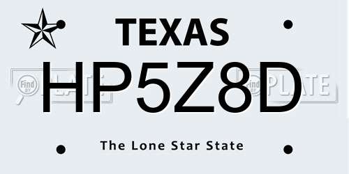 HP5Z8D Texas License Plate