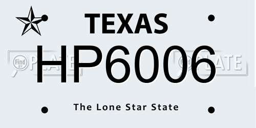 HP6006 Texas License Plate