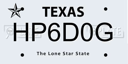 HP6D0G Texas License Plate