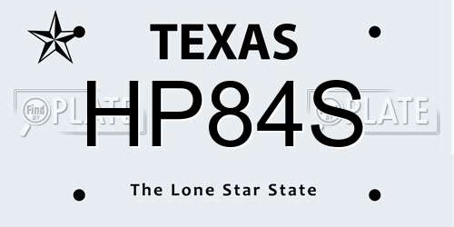 HP84S Texas License Plate