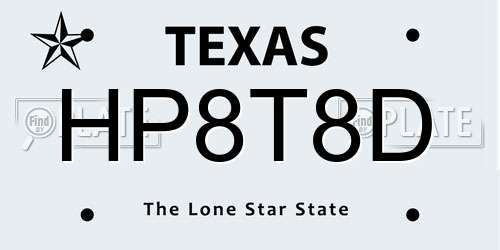 HP8T8D Texas License Plate