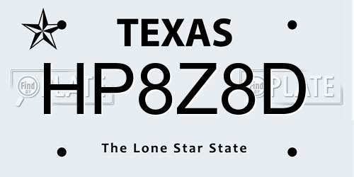HP8Z8D Texas License Plate