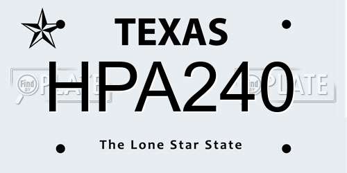 HPA240 Texas License Plate