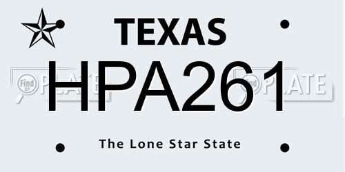 HPA261 Texas License Plate