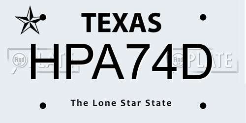HPA74D Texas License Plate