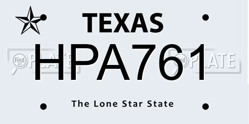 HPA761 Texas License Plate