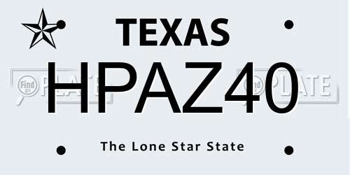 HPAZ40 Texas License Plate