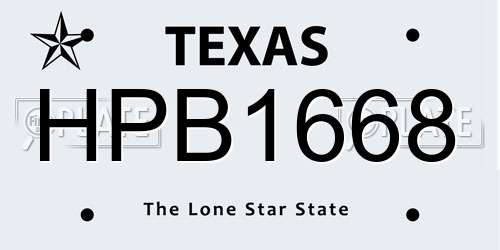 HPB1668 Texas License Plate