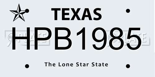 HPB1985 Texas License Plate