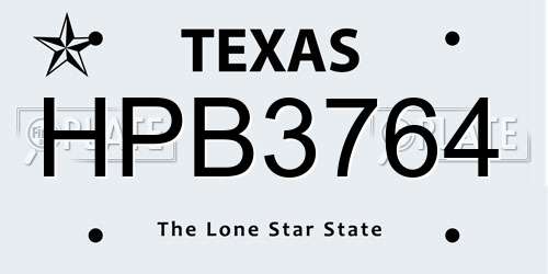 HPB3764 Texas License Plate