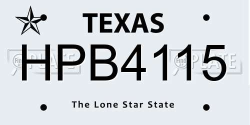 HPB4115 Texas License Plate