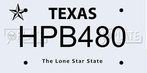 HPB480 Texas License Plate
