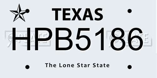 HPB5186 Texas License Plate