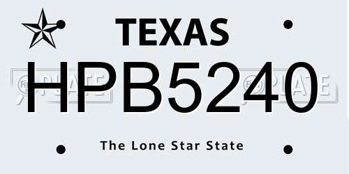 HPB5240 Texas License Plate