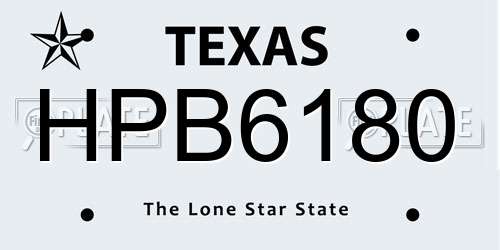 HPB6180 Texas License Plate