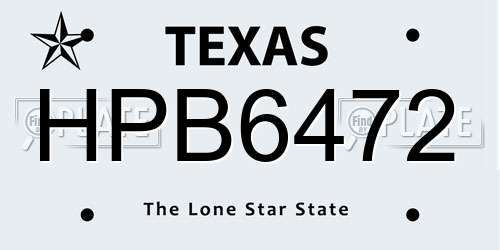 HPB6472 Texas License Plate