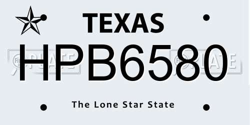 HPB6580 Texas License Plate