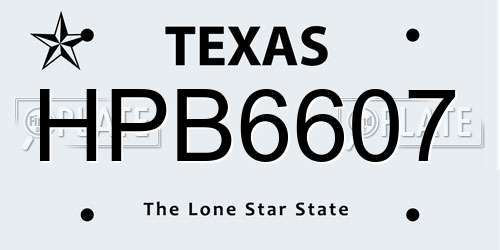 HPB6607 Texas License Plate