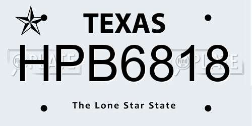 HPB6818 Texas License Plate