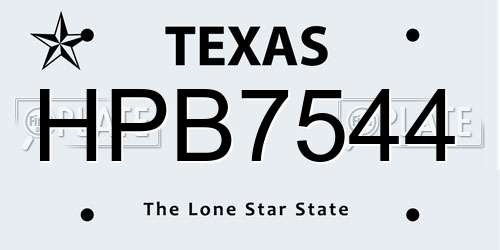 HPB7544 Texas License Plate