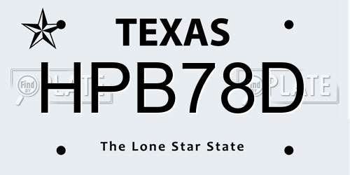 HPB78D Texas License Plate