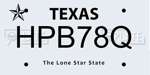 HPB78Q Texas License Plate