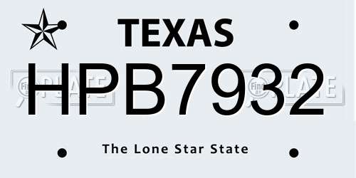 HPB7932 Texas License Plate