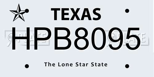 HPB8095 Texas License Plate