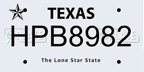 HPB8982 Texas License Plate