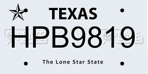 HPB9819 Texas License Plate