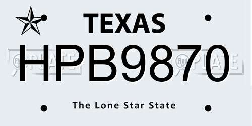 HPB9870 Texas License Plate