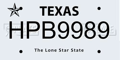 HPB9989 Texas License Plate