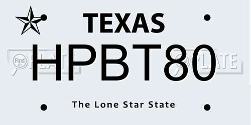 HPBT80 Texas License Plate
