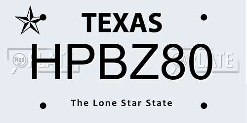 HPBZ80 Texas License Plate