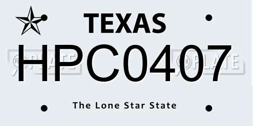 HPC0407 Texas License Plate