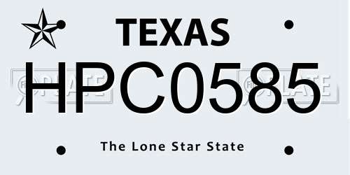 HPC0585 Texas License Plate