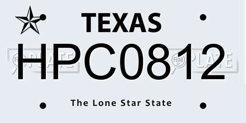 HPC0812 Texas License Plate