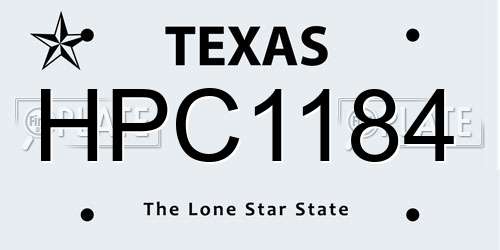 HPC1184 Texas License Plate