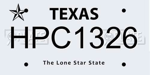 HPC1326 Texas License Plate
