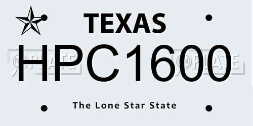 HPC1600 Texas License Plate