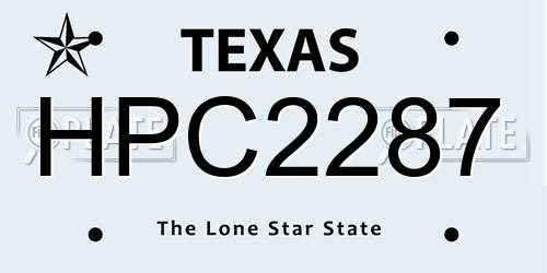 HPC2287 Texas License Plate