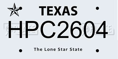 HPC2604 Texas License Plate