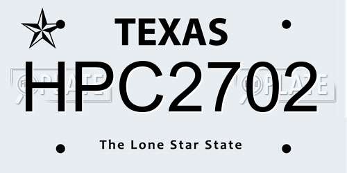 HPC2702 Texas License Plate