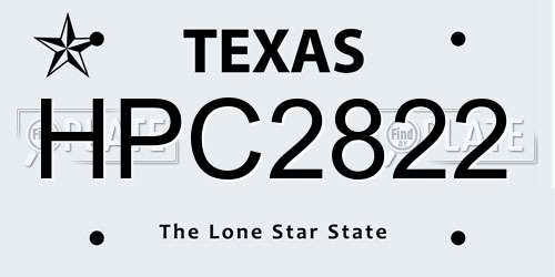 HPC2822 Texas License Plate